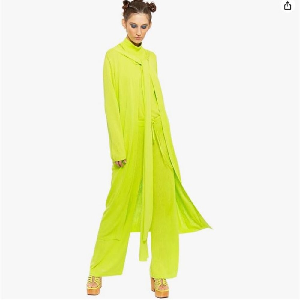 chaouiche neon green duster cardigan, knit viscose dopamine dressing size M